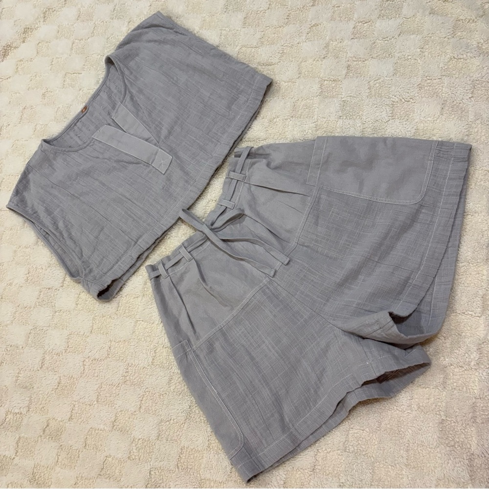 🩶 NWOT Free People Gray High Waist Shorts Set || Size Small 🩶